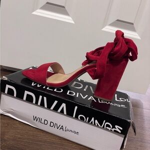 Suede Wrap up Heels